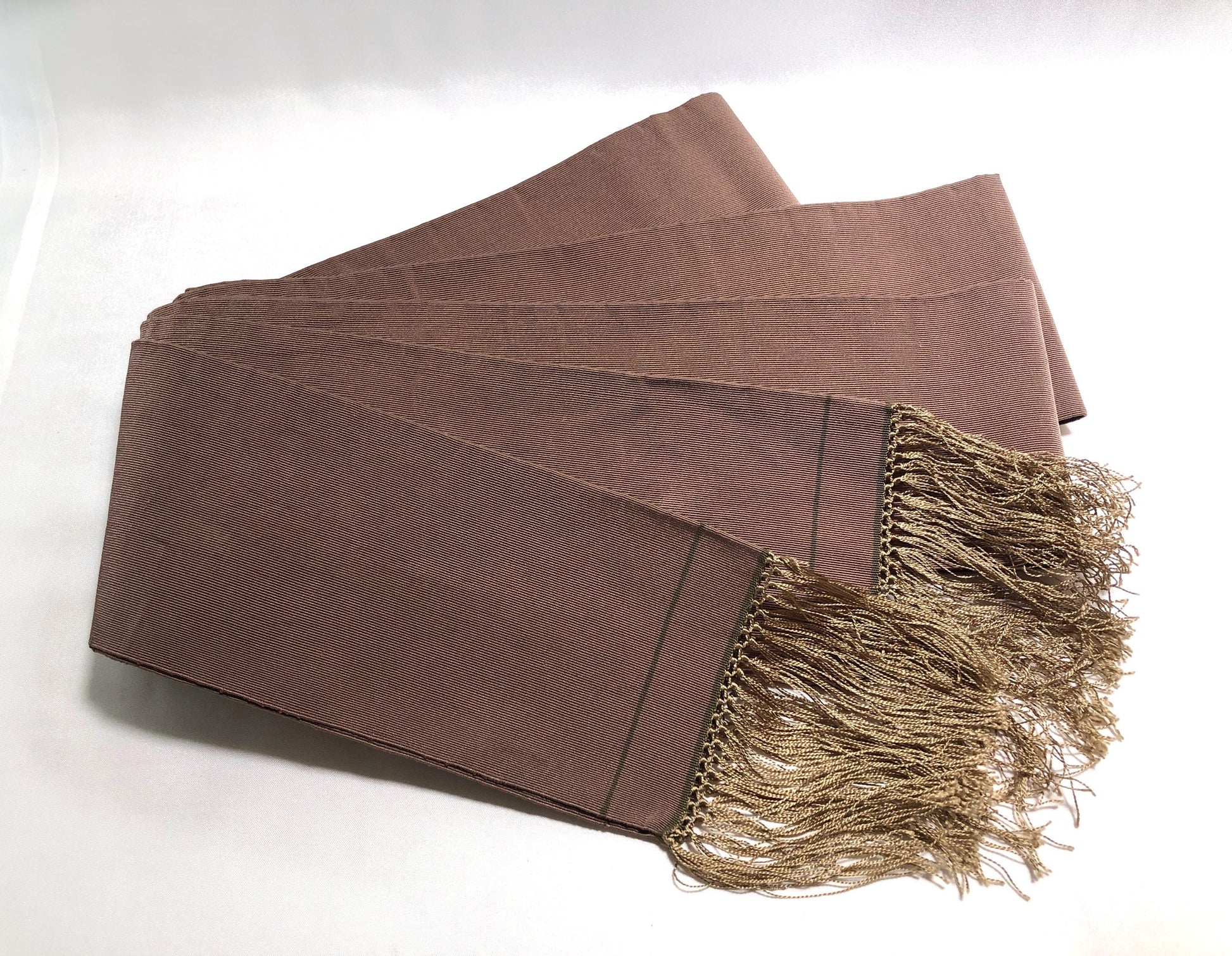 Japanese narrow kaku obi - brown silk "tsuzure obi"