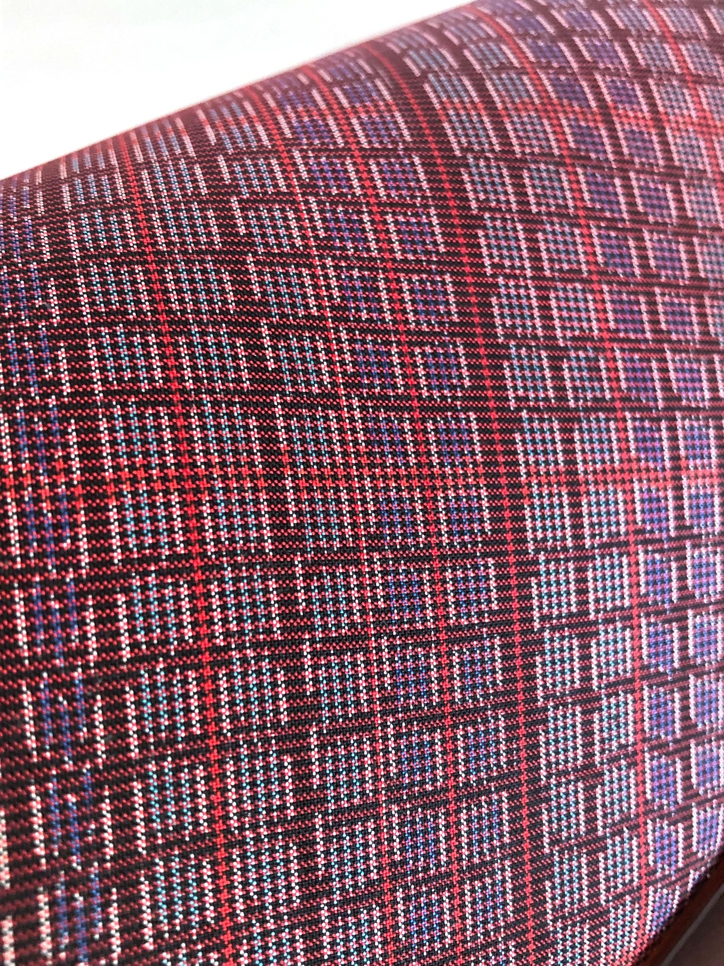 Vintage kimono handbag Ooshima tsumugi - red and blue grid (B grade)