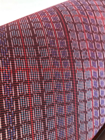 Vintage kimono handbag Ooshima tsumugi - red and blue grid (B grade)