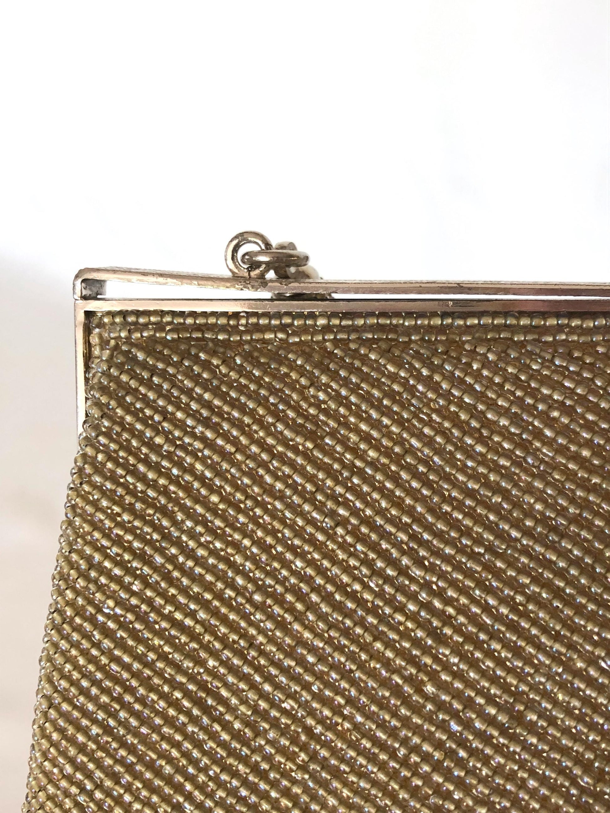 Vintage kimono handbag - beaded light golden florals