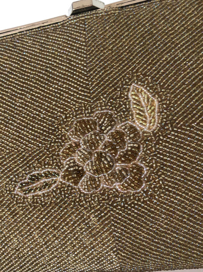 Vintage kimono handbag - beaded light golden florals