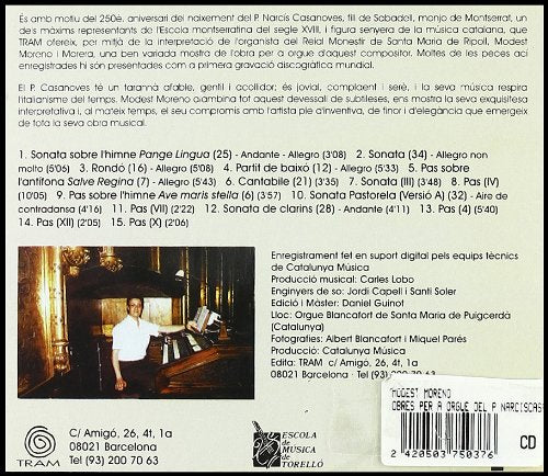 Obres Per a Orgue Del P. Narcis [CD] Modest Moreno I Morera; Narcis Casanoves