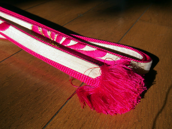 Obijime cord- fuchsia and gold