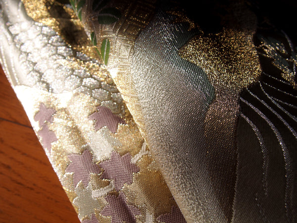 Fukuro obi- silver and golden moutains and rivers