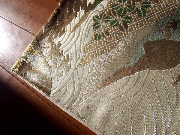 Fukuro obi- silver and golden moutains and rivers