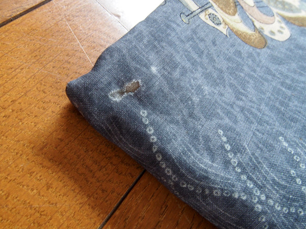 Men's kimono undershirt- steel blue w/sailships