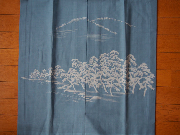 Men's kimono undershirt- steel blue w/landscape scene