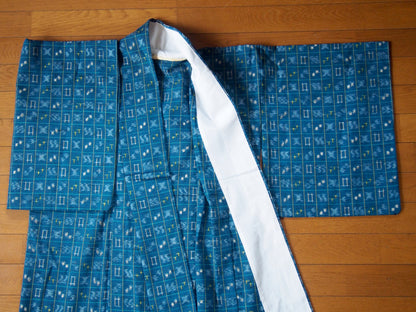 Men's Kimono — chequered blue