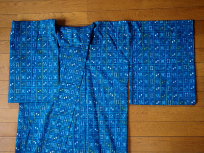 Men's Kimono — chequered blue
