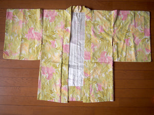Haori - spring green w/images of peacocks