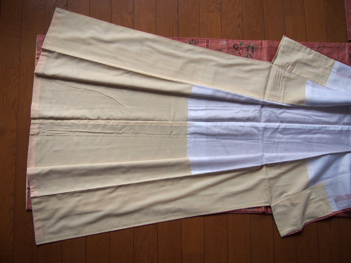 Kimono – powder pink with plum flowers and bamboo leaves