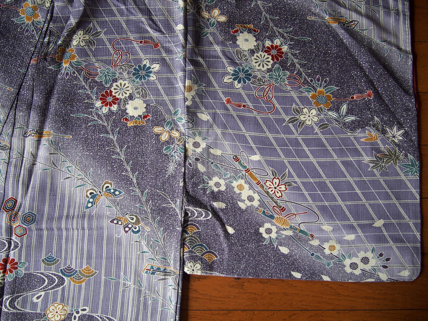 Purple Kimono – flowers and geometric patterns