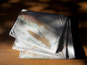 Fukuro obi- metallic pastel w/flying cranes