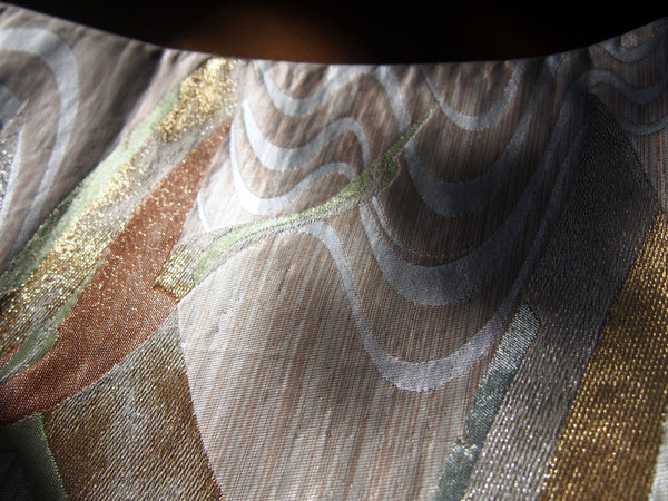 Fukuro obi- metallic pastel w/flying cranes