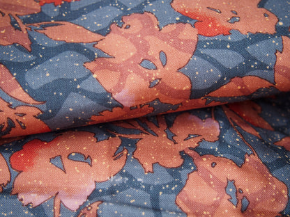 Kimono – steel blue with floral motifs