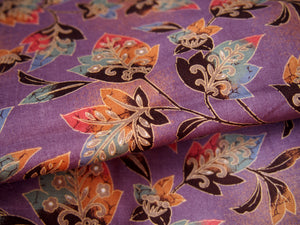 Kimono-purple w/colorful floral motifs