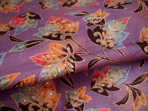 Kimono-purple w/colorful floral motifs