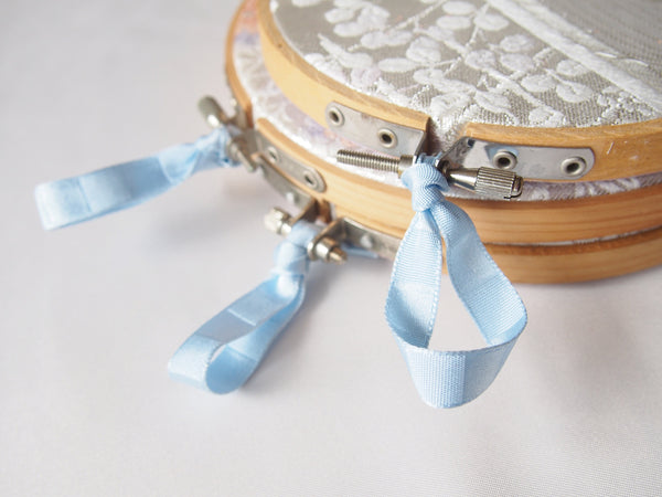 Vintage silk obi wall hanging- set of 3 hoops (pastel)