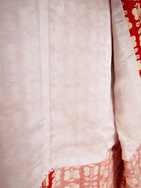 Lightweight kimono coat-  red w/ cream flowers pattern