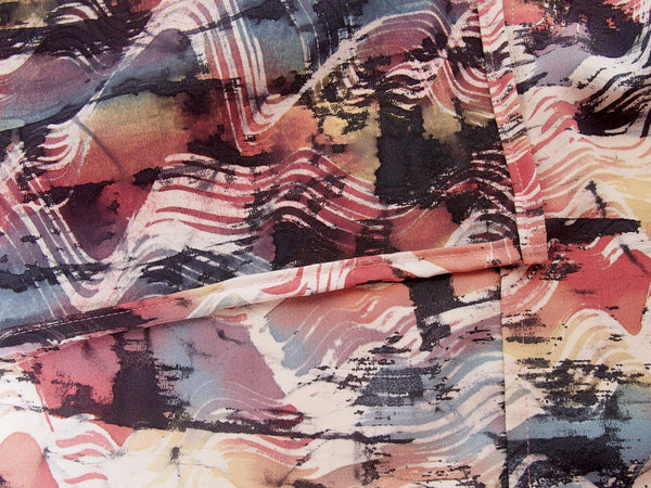 Kimono midi skirt- pastel and black paintbrush strokes