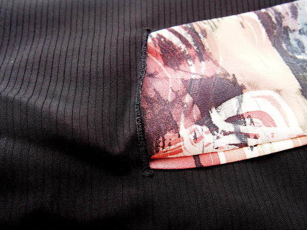 Kimono midi skirt- pastel and black paintbrush strokes