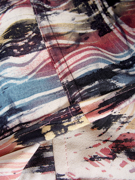 Kimono midi skirt- pastel and black paintbrush strokes
