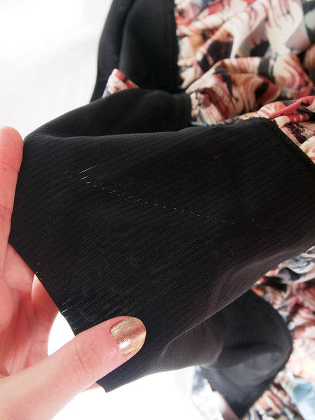Kimono midi skirt- pastel and black paintbrush strokes