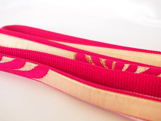 Hot fuchsia and gold obijime