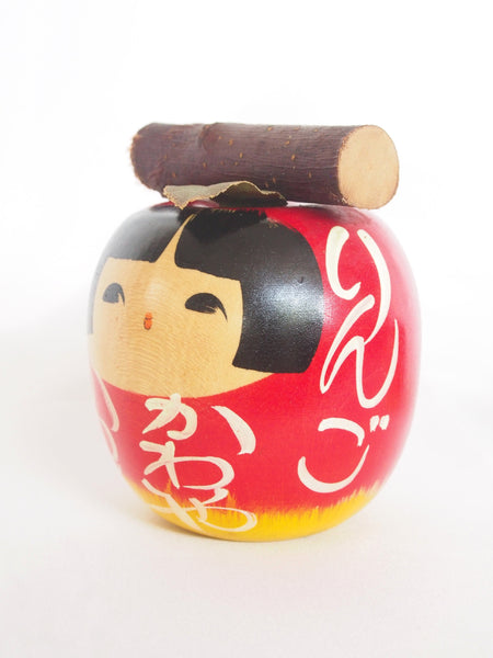 Adorable apple kokeshi- mother and daughter pair
