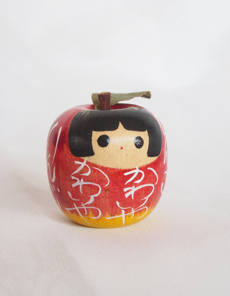 Adorable apple kokeshi- mother and daughter pair