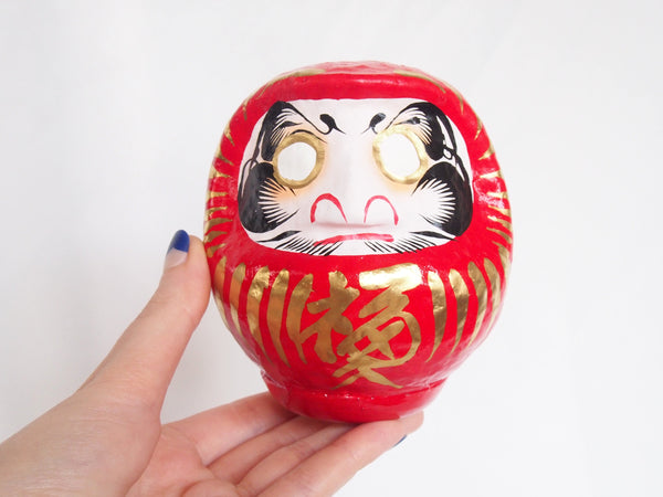 Vintage daruma from Shorinzan Daruma-ji temple - set of two fuku daruma dolls