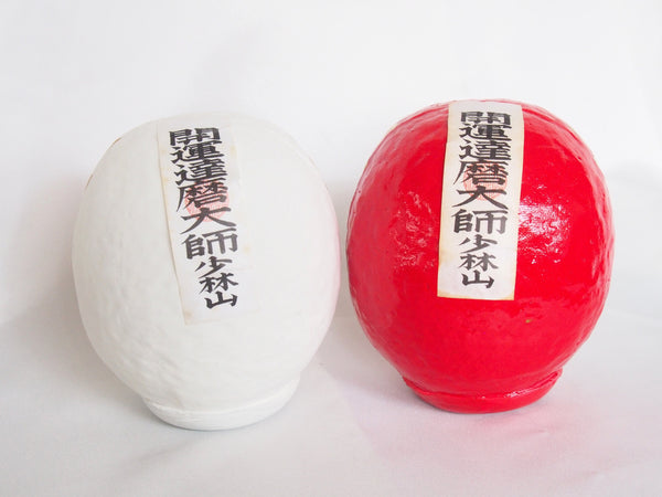 Vintage daruma from Shorinzan Daruma-ji temple - set of two fuku daruma dolls