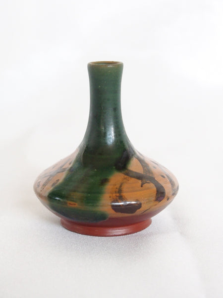 Mumyoi yaki single bud mini vase- wabi sabi pottery from Sado goldmines region