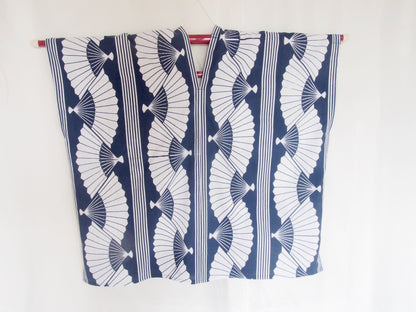 Handmade Japanese yukata cotton remake- loose fit summer poncho blouse (single pattern)