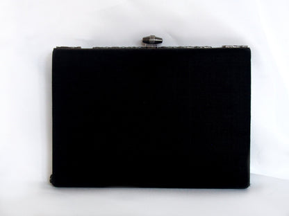 Vintage kimono handbag - 2 way black velvet square mini purse