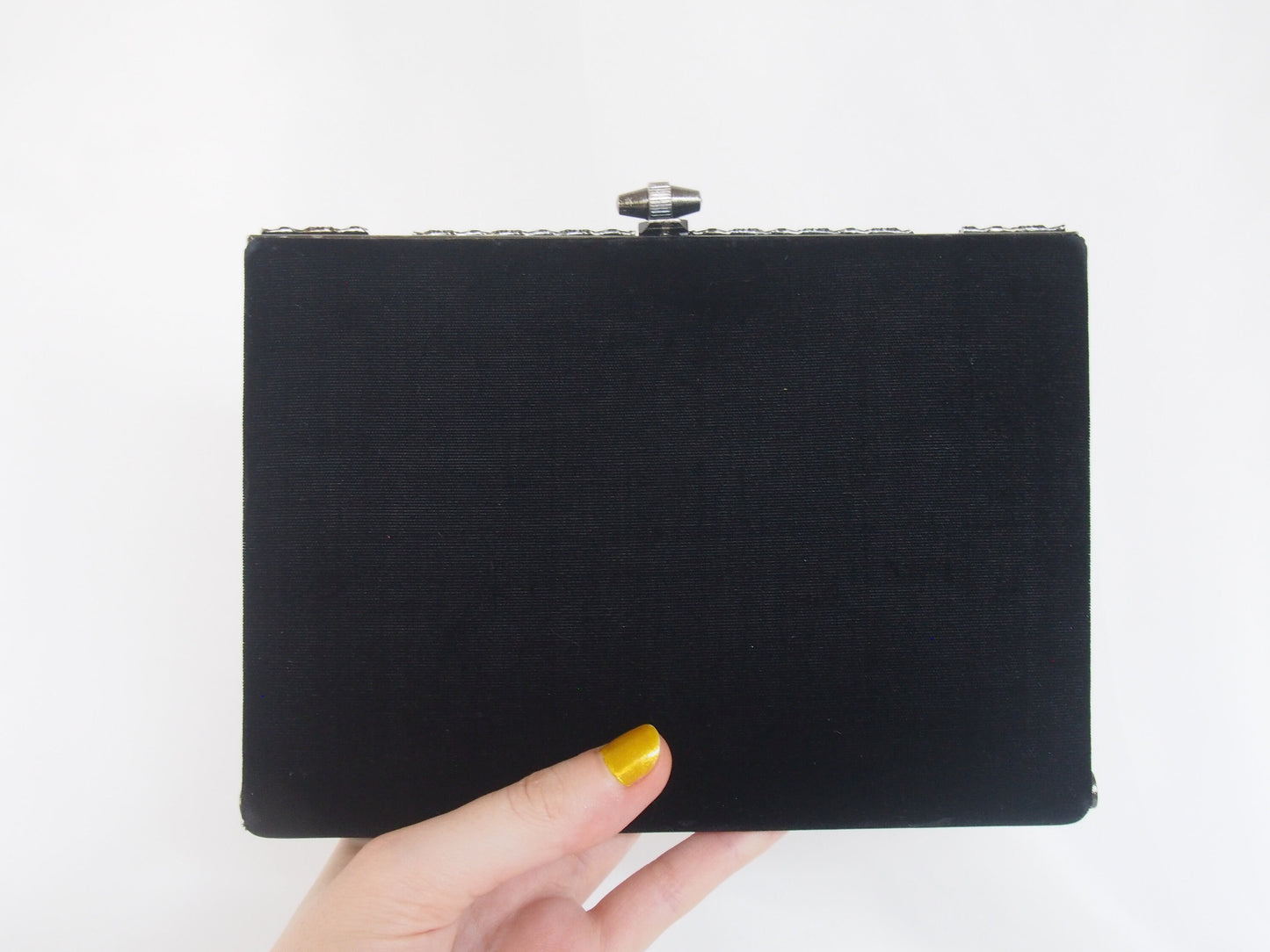 Vintage kimono handbag - 2 way black velvet square mini purse