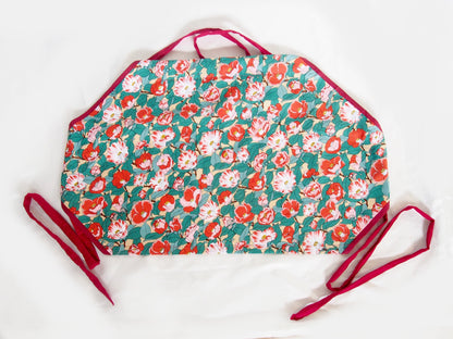 Handmade Japanese furoshiki remake- cotton backless top "red camellias"