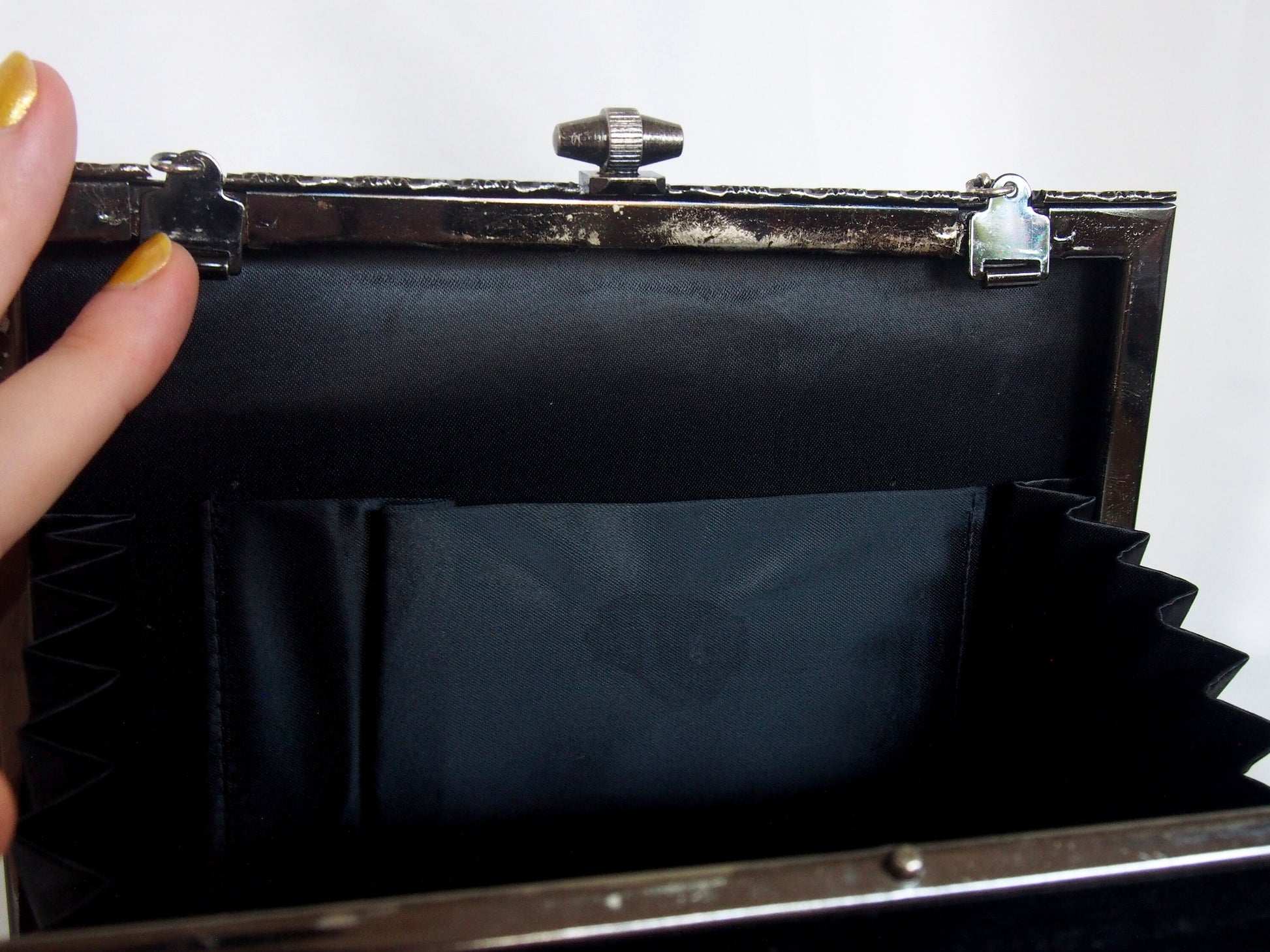 Vintage kimono handbag - 2 way black velvet square mini purse