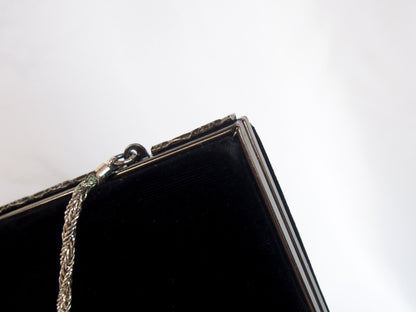 Vintage kimono handbag - 2 way black velvet square mini purse