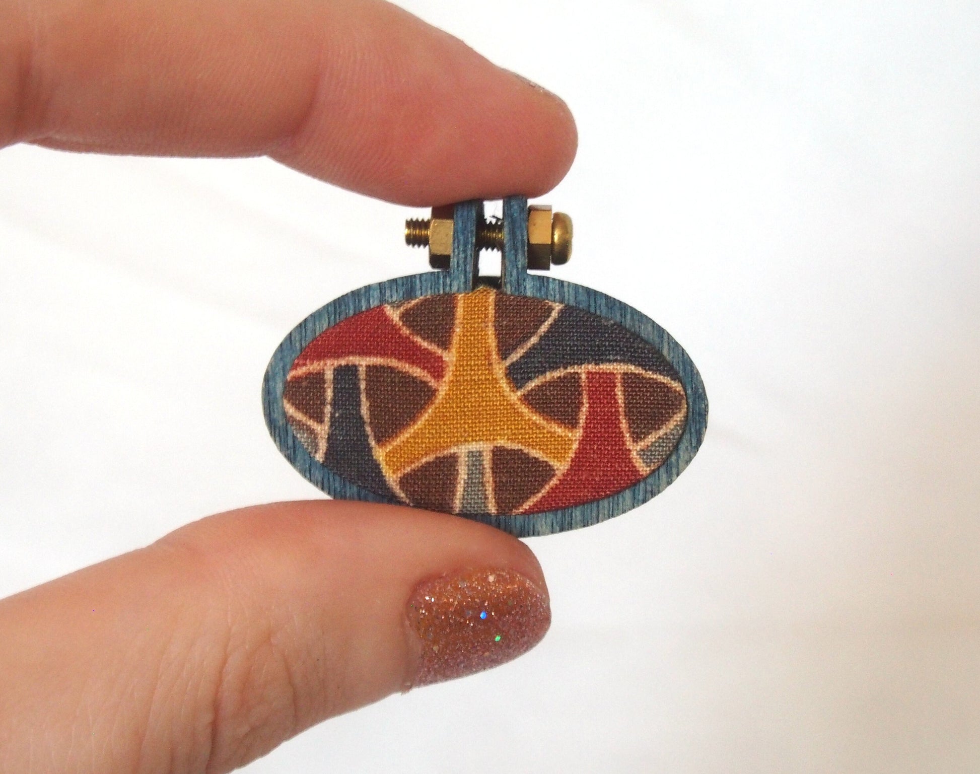 Handmade kimono brooch - wood and silk - various mini shapes