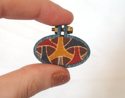 Handmade kimono brooch - wood and silk - various mini shapes