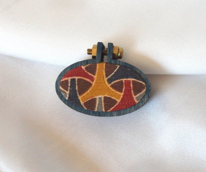 Handmade kimono brooch - wood and silk - various mini shapes