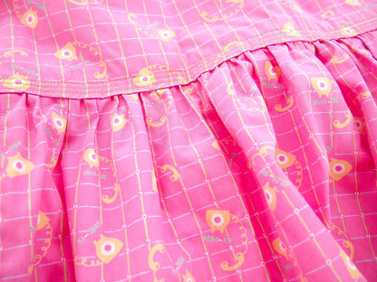 Pink telephone - handmade mini cotton wrap skirt with pockets