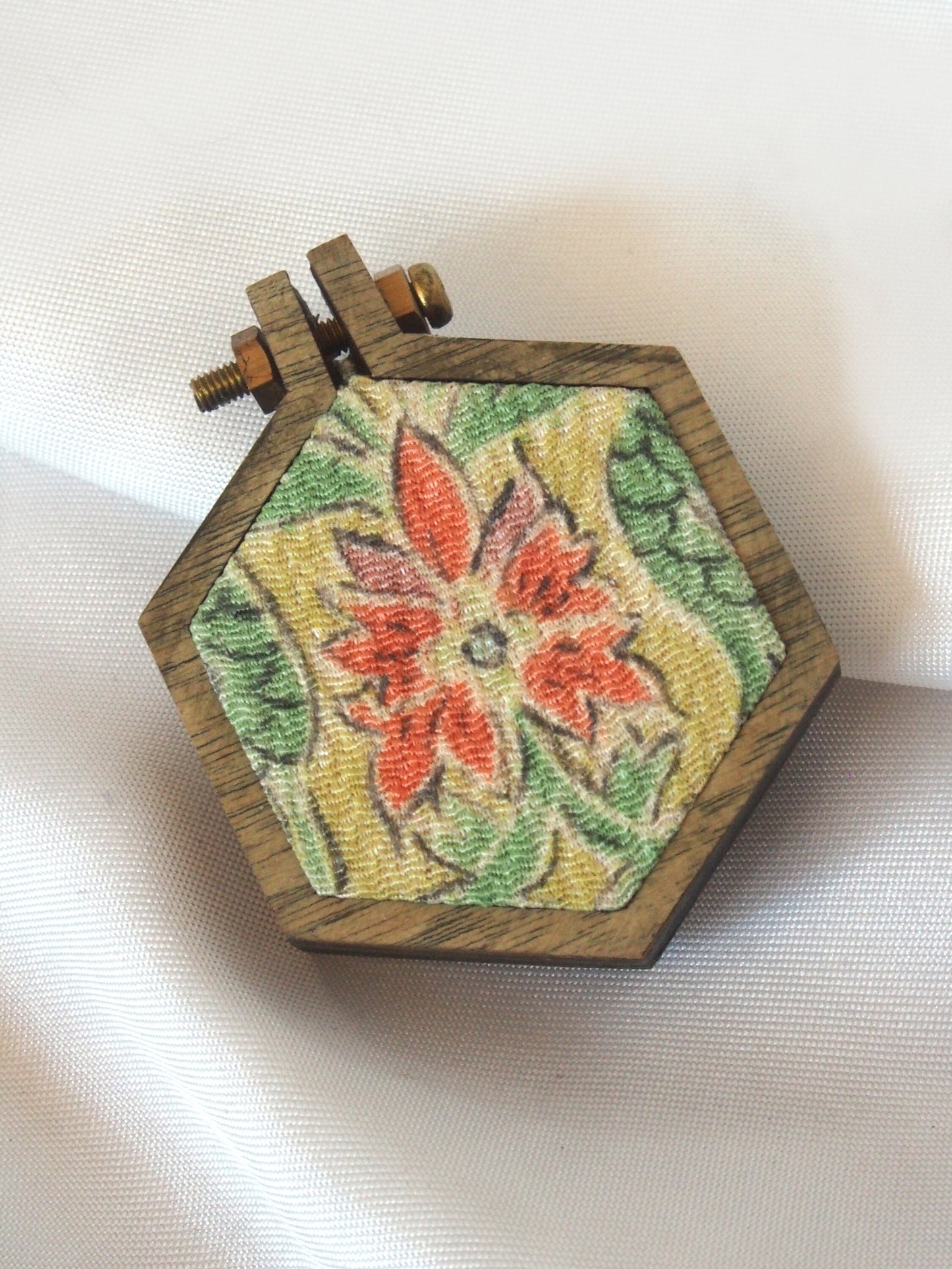 Handmade kimono brooch - wood and silk - various shapes