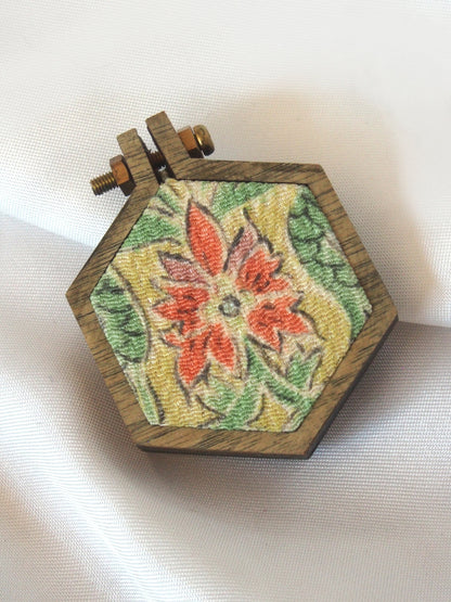 Handmade kimono brooch - wood and silk - various shapes
