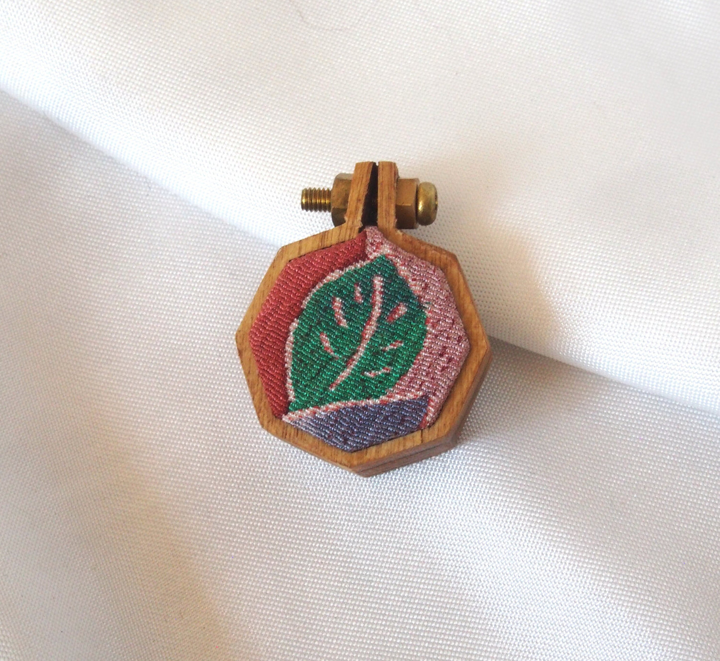 Handmade kimono brooch - wood and silk - various mini shapes