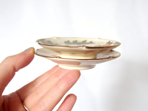 White Satsuma yaki mini plate - handmade gold and glass enamel