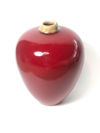 Japanese single bud vase - blood-red glaze "Keizan"