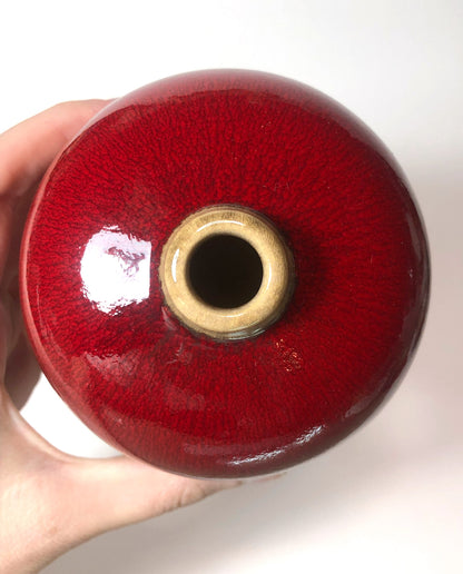 Japanese single bud vase - blood-red glaze "Keizan"