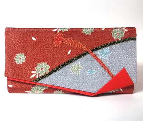 Red hakoseko - traditional Japanese slim wallet